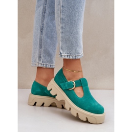 Chaussures en daim avec une boucle zazoo 20183 vert 3