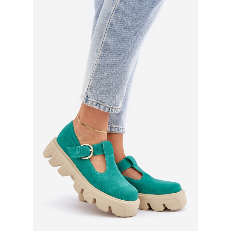 Chaussures en daim avec une boucle zazoo 20183 vert 1