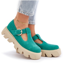 Chaussures en daim avec une boucle zazoo 20183 vert 8