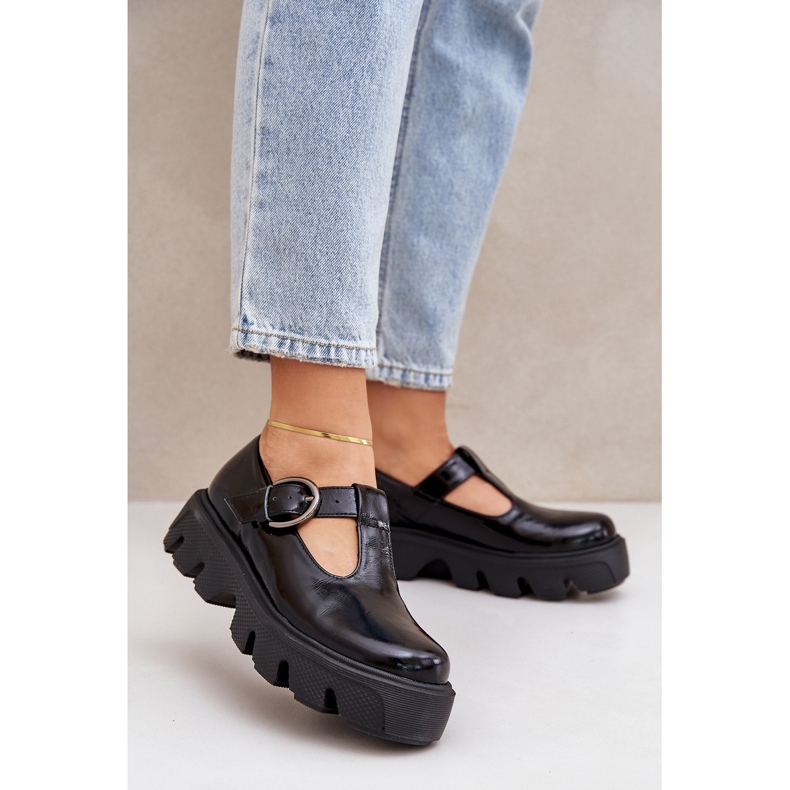 Chaussures en cuir peint avec une boucle zazoo 20183 noir le noir 2