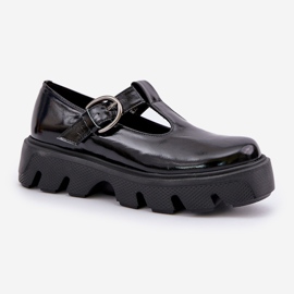 Chaussures en cuir peint avec une boucle zazoo 20183 noir le noir 4