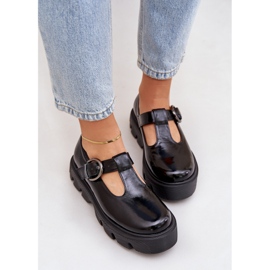 Chaussures en cuir peint avec une boucle zazoo 20183 noir le noir 6