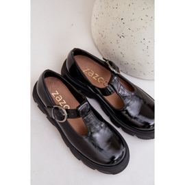 Chaussures en cuir peint avec une boucle zazoo 20183 noir le noir 9
