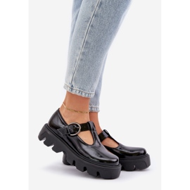 Chaussures en cuir peint avec une boucle zazoo 20183 noir le noir 1