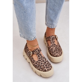 Chaussures en daim avec une boucle imprimée en zazoo léopard 20183 Brown brun 5