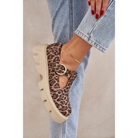 Chaussures en daim avec une boucle imprimée en zazoo léopard 20183 Brown brun 3