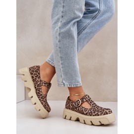Chaussures en daim avec une boucle imprimée en zazoo léopard 20183 Brown brun 6