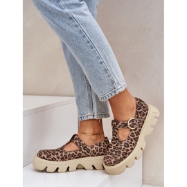 Chaussures en daim avec une boucle imprimée en zazoo léopard 20183 Brown brun 7