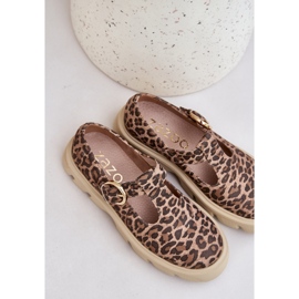 Chaussures en daim avec une boucle imprimée en zazoo léopard 20183 Brown brun 8