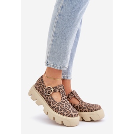Chaussures en daim avec une boucle imprimée en zazoo léopard 20183 Brown brun 1