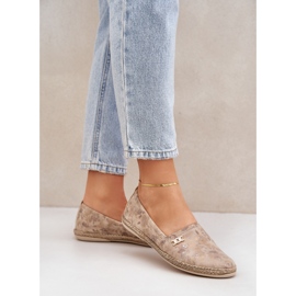 Espadrilles en daim élégant avec des fleurs de femmes Zazoo 10177 beige 3