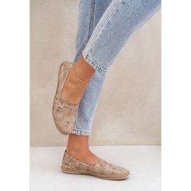 Espadrilles en daim élégant avec des fleurs de femmes Zazoo 10177 beige 5