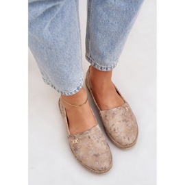 Espadrilles en daim élégant avec des fleurs de femmes Zazoo 10177 beige 6