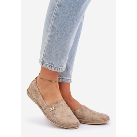 Espadrilles en daim élégant avec des fleurs de femmes Zazoo 10177 beige 1