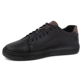 Polbut Chaussures en cuir masculin 2109 noir avec marron le noir 1