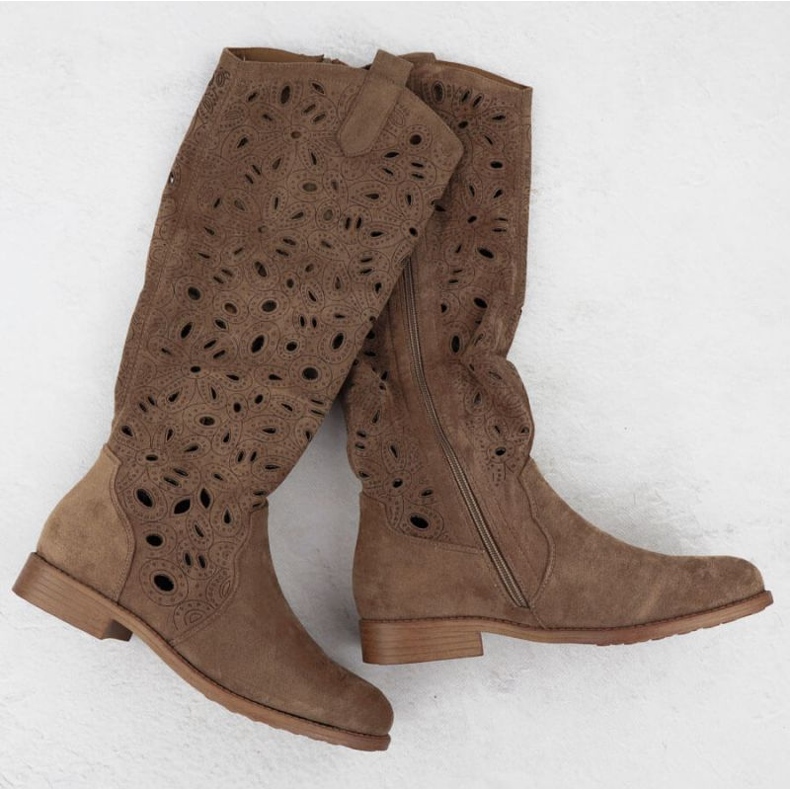 Bottes ouvertes en daim s.barski hy51-176 marron brun 1