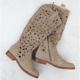 Bottes ouvertes en daim s.barski hy51-176 marron brun 1