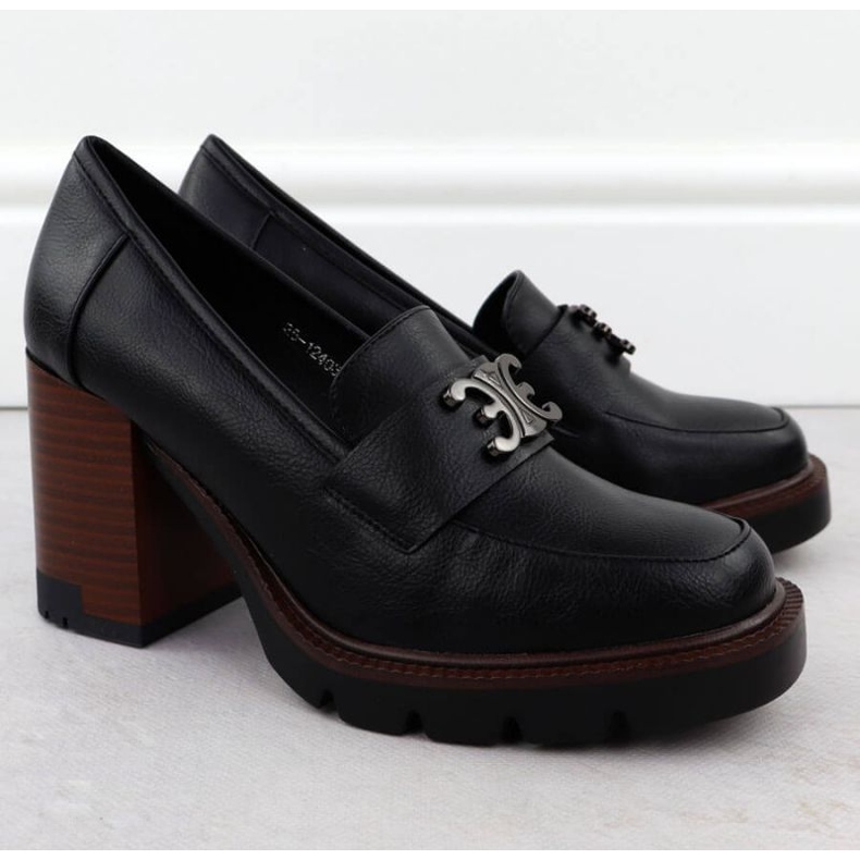 Chaussures de moccasin sur le poteau Potocki dans SZ12403 WOL287 noir 2