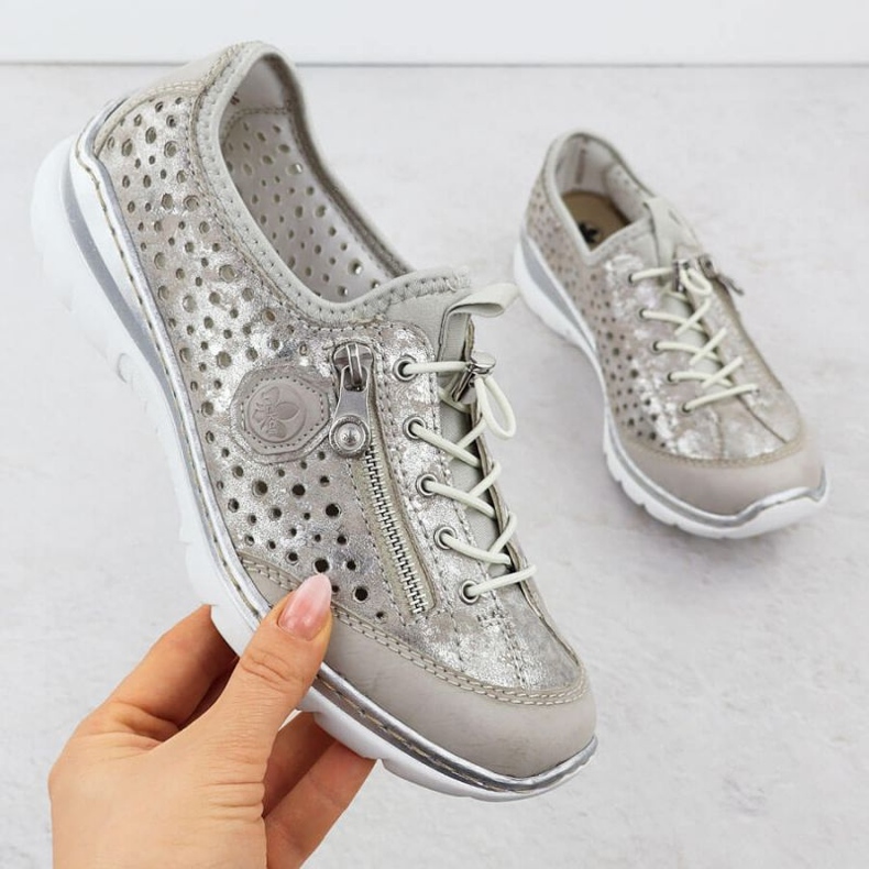 Rieker L32P6-90 Silver Openwork Sports Shoes Sports argent 1 Rieker L32P6-90 Silver Openwork Sports Shoes Sports argent 1