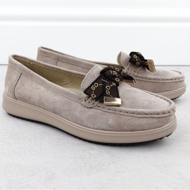 Mocassins en daim en cuir avec un arc beige filippo dp6457 2