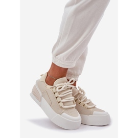 Baskets pour femmes avec des lacets épais sur la plate-forme beige 1