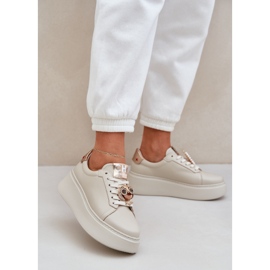 Sneakers en cuir féminin Chebello 4411 Beige légère 2