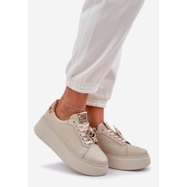 Sneakers en cuir féminin Chebello 4411 Beige légère 1