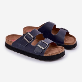 Slippers pour hommes légers avec boucles en cuir écologique Big Star NN174530 Bleu marine 1