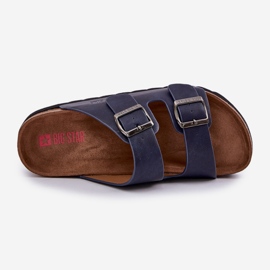 Slippers pour hommes légers avec boucles en cuir écologique Big Star NN174530 Bleu marine 2