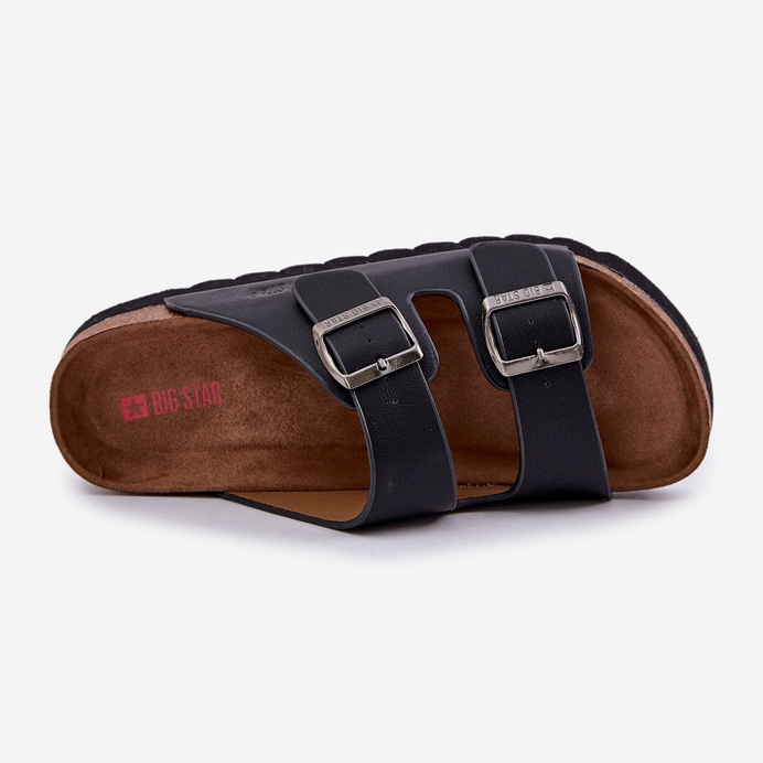 Slippers pour hommes légers avec boucles en cuir écologique Big Star NN174531 noir 1
