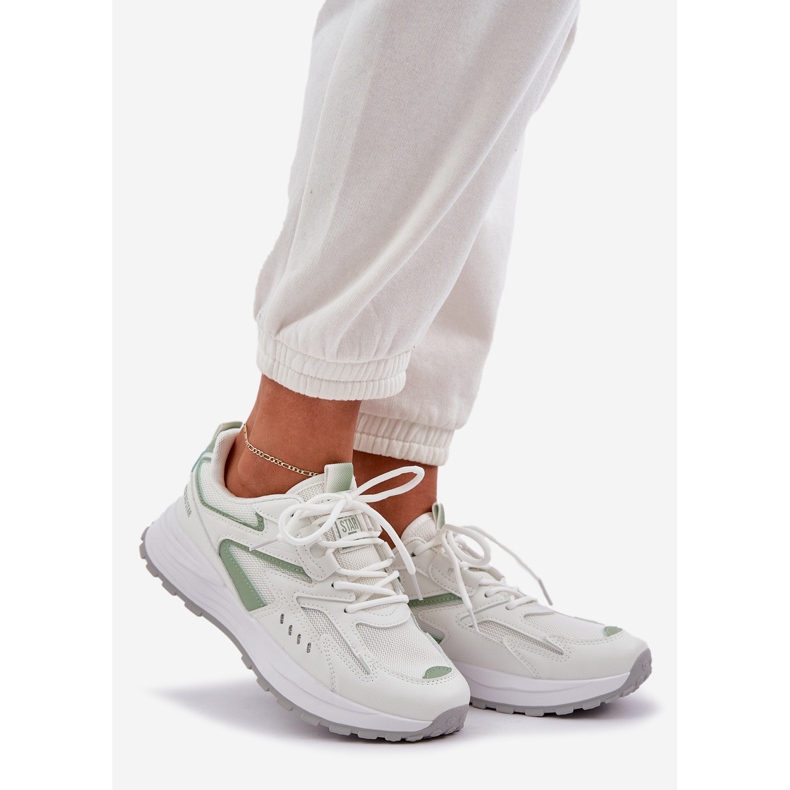 Chaussures sportives féminines Big Star NN274A095 Système Hi-Poly System White-Green blanc 1
