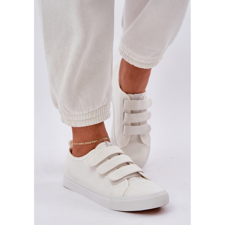 Baskets Velcro aux jeunes blanc 1