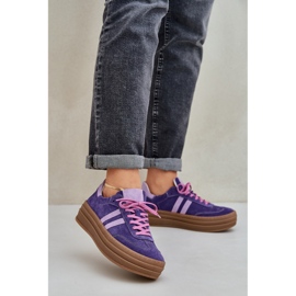 Zazoo N1068S4 Sneakers en daim féminin sur la plate-forme Dark Violet 2