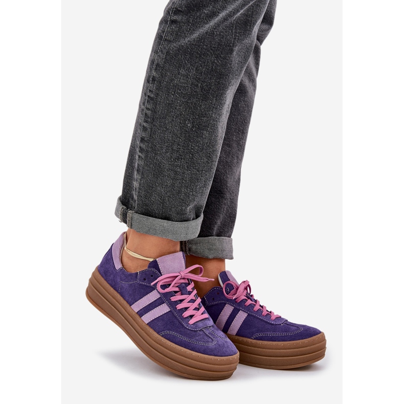 Zazoo N1068S4 Sneakers en daim féminin sur la plate-forme Dark Violet 1