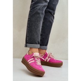 Zazoo N1068S4 Sneakers en daim féminin sur la plate-forme fuchsia rose 2