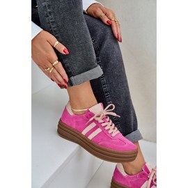 Zazoo N1068S4 Sneakers en daim féminin sur la plate-forme fuchsia rose 7