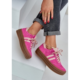 Zazoo N1068S4 Sneakers en daim féminin sur la plate-forme fuchsia rose 8