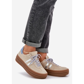 Zazoo N1068S4 Sneakers en daim féminin sur la plate-forme Beige 1