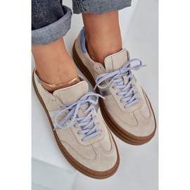 Zazoo N1068S4 Sneakers en daim féminin sur la plate-forme Beige 2