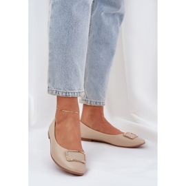 Ballerines en cuir écologique avec décoration beige 2