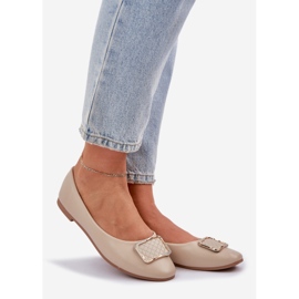 Ballerines en cuir écologique avec décoration beige 1