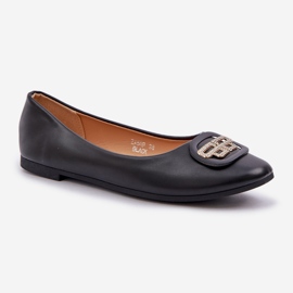 Ballerines sur une semelle plate avec une décoration noire le noir 4