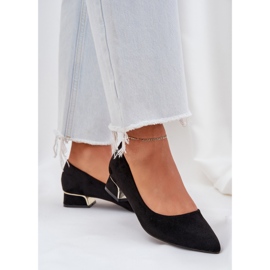 Pompes avec des talons bas et des orteils pointus noirs le noir 3