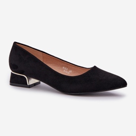 Pompes avec des talons bas et des orteils pointus noirs le noir 4
