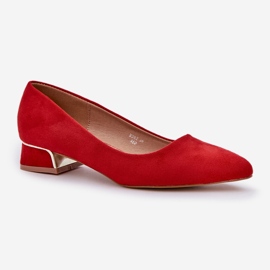 Pompes avec des talons bas et des orteils pointus rouges 4