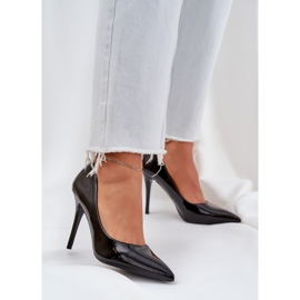 Peint talons hauts avec les orteils pointus noirs le noir 2