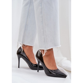 Peint talons hauts avec les orteils pointus noirs le noir 3