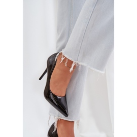 Peint talons hauts avec les orteils pointus noirs le noir 5