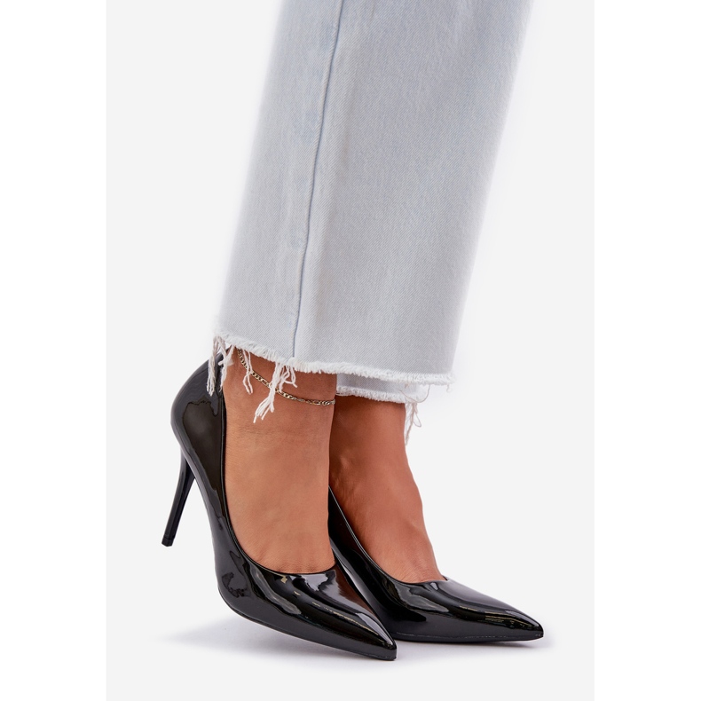Peint talons hauts avec les orteils pointus noirs le noir 1