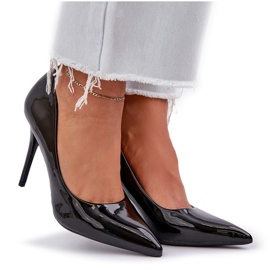 Peint talons hauts avec les orteils pointus noirs le noir 7